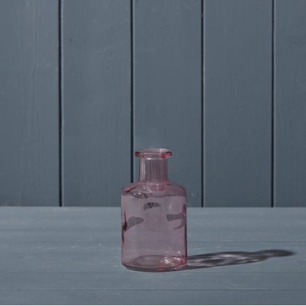 Pink Glass Bottle, 12cm