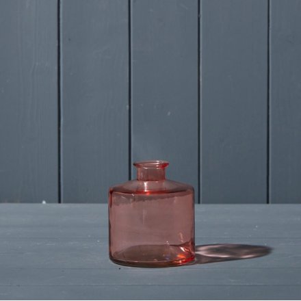 Rose Pink Glass Bottle, 10cm