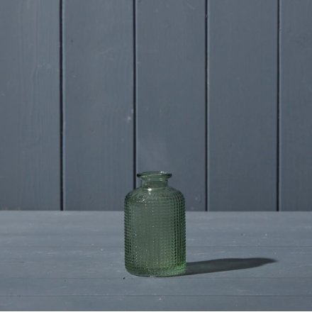 Vintage Green Dimpled Glass Bottle