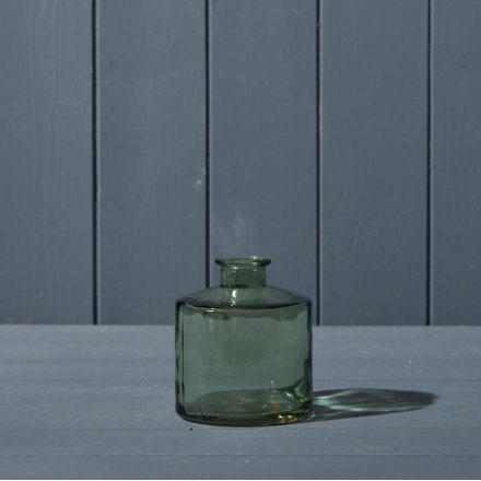 Glass Bottle, Vintage Green 10cm