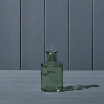 Vintage Green Glass Bottle, 11.8cm