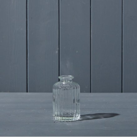 Ribbed Glass Bottle, Clear