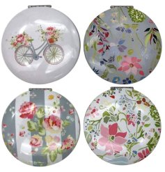 An assortment of 4 pretty floral compact mirrors, each with a stylish design by acclaimed artist Julie Dodsworth.