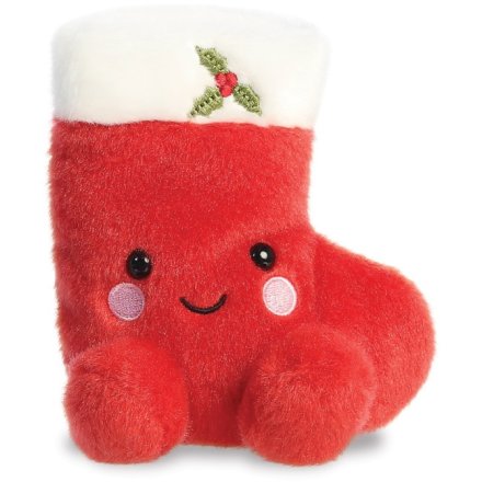 An adorable and super soft red stocking palm pal toy. Complete with embroidered detailing