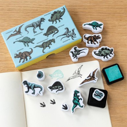 A charming dinosaur themed mini stamp set.