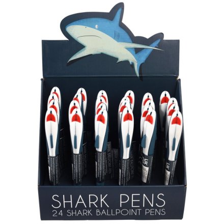 A unique ballpoint pen with blue ink in a fantastic shark shape. 