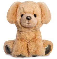 An adorable Labrador dog soft toy with a sparkling fabric nose and paws. 