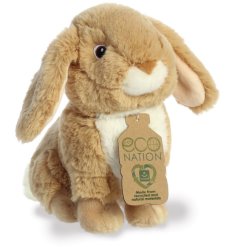 A beautiful bunny rabbit soft toy in a natural tan colour. Eco friendly and huggable with plush fabric. 
