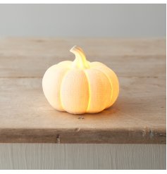White Textured Pumpkin LED, 9cm 