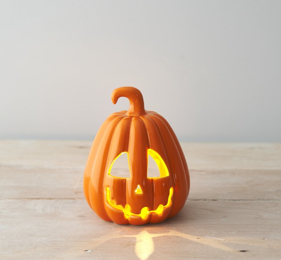 PL023606 - Carved Pumpkin Lantern, Orange 10cm | | Autumn & Halloween / Pumpkins | Portland Living