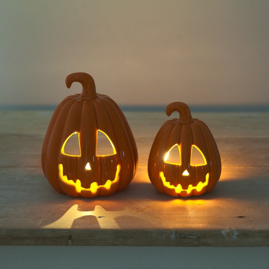 PL023606 - Carved Pumpkin Lantern, Orange 10cm | | Autumn & Halloween / Pumpkins | Portland Living