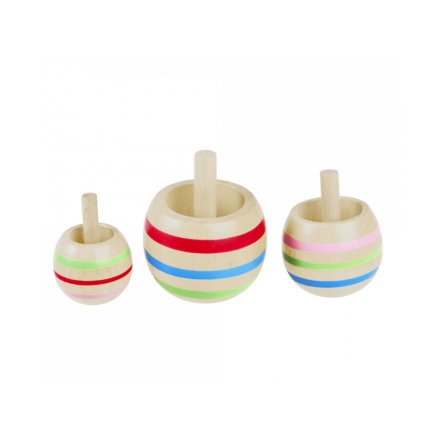 Wooden Spinning Tops, Set of 3