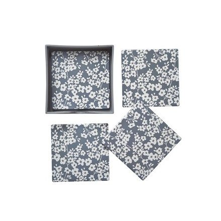 White Flower Coasters, Set of 4