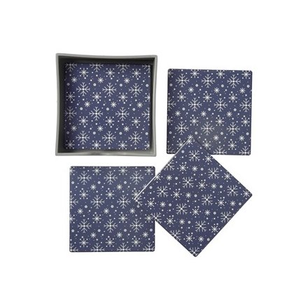 Snowflake Pattern Coasters, Set of 4