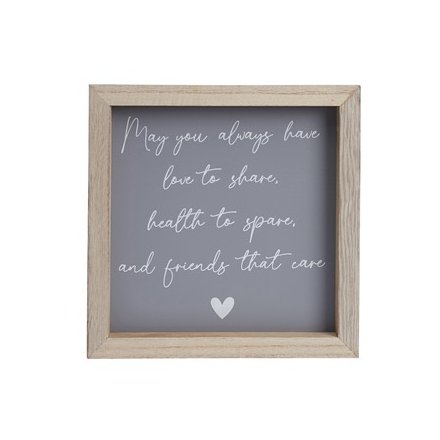 "Love, Health, Friends" Framed Quote Sign