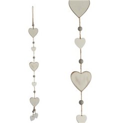 A pretty string garland of vintage style distressed white hearts with bead detail. 