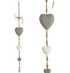 A charming string garland of vintage style distressed hearts with bead detail.