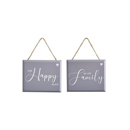 Grey Quote Sign, 2 Assorted