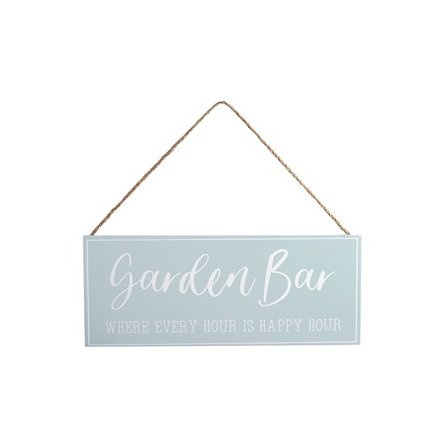 Blue and White Garden Bar Wall Sign