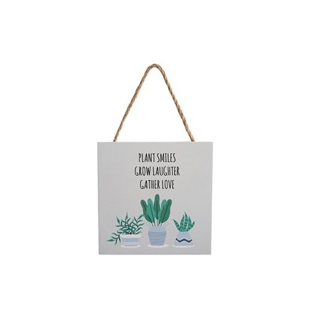 Plant Smiles Hanging Wall Sign