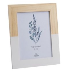 A stunning photo frame with a half and half design and white dipped effect.