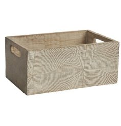A large, multi purpose storage trug with a natural carved wave pattern and twin carry handles. 