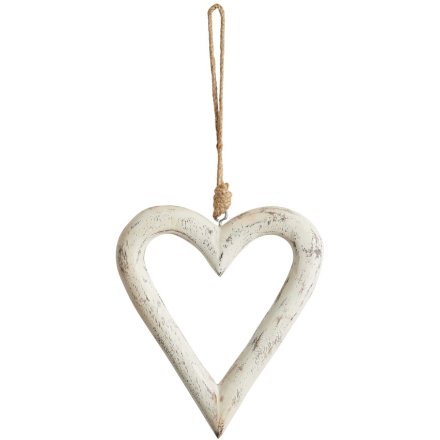 White wooden hanging heart 