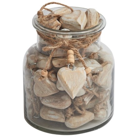 Mini Natural Wood Heart Decoration - 48 