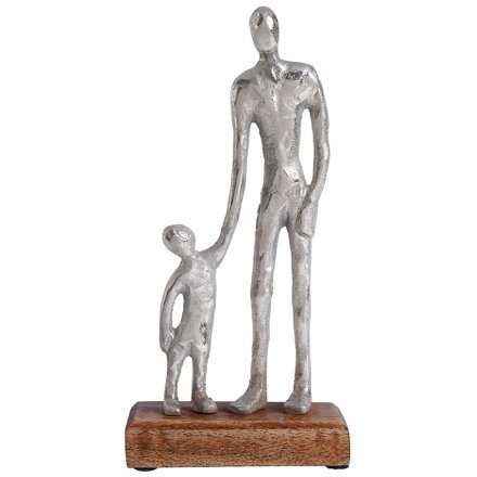 Father And Child On Wooden Base