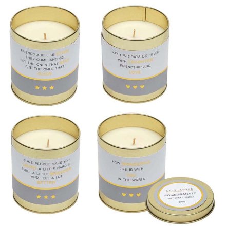 Soy Wax Candle In Tin, 4 Assorted