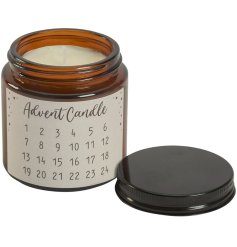 Countdown the days until Christmas with this unique and stylish advent candle set within a coloured glass jar. 