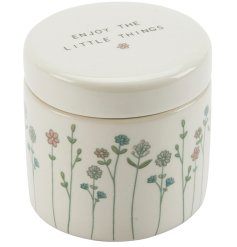 A beautiful trinket pot with a wildflower design and uplifting message.