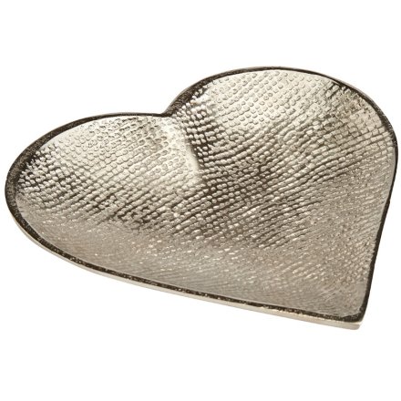 Stippled Metal Heart Dish, 16cm