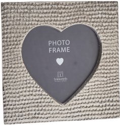 A stylish metal photo frame with stippled textured finish and cute heart photo frame cut out. 