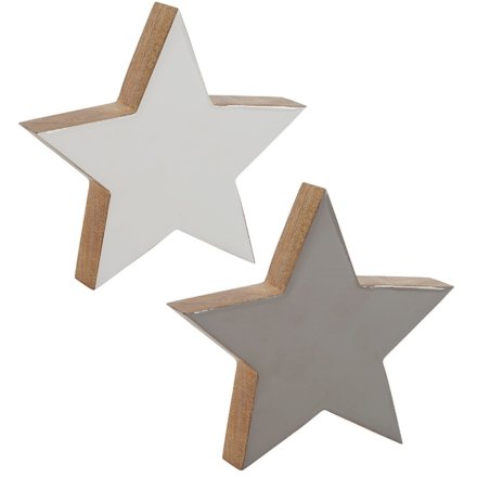 Enamel Wooden Star, 2 Assorted