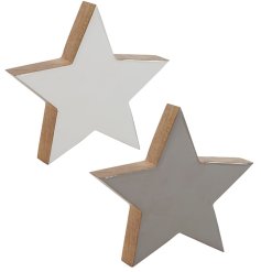 A pretty wooden star with an enamel finish in either grey or white. 