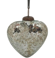 Large Cracked Glass Heart Bauble
