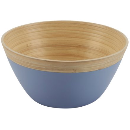 Bamboo Lacquered Salad Bowl - Wedgwood Stripe