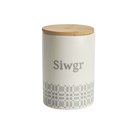 Welsh "Siwgr" Storage Jar, White 15cm