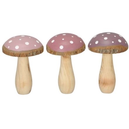 Pink Mushrooms, 15.5cm 3 Asrtd