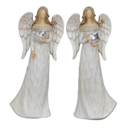 Silver Detail Angels, 2 Astd