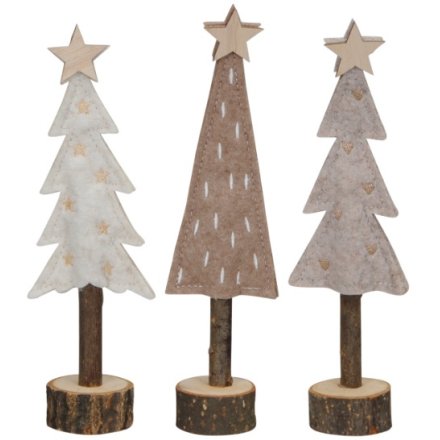 Felt Christmas Tree Decorations, 3 Assorted