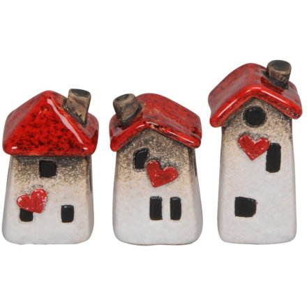 Stone House Decorations, 6cm, 3 Assorted