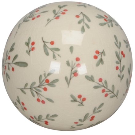 Ceramic Ball With Berry Branch Pattern