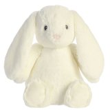 A large soft toy in a soft and cuddly white fabric featuring Dewey rabbit character design with little pink nose. 