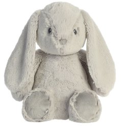 An adorable soft toy with Dewey rabbit character in a dusky grey design featuring a sweet little nose and floppy ears. 