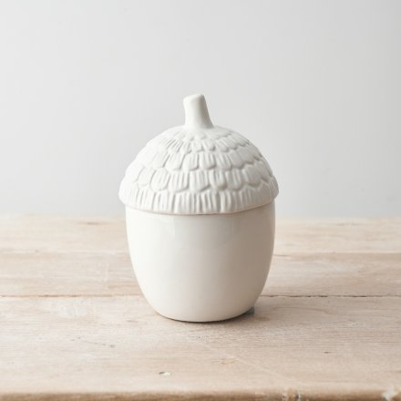 White Acorn Pot, 14.5cm