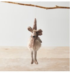 An adorable and beautifully detailed fabric mouse decoration with ribbon hanger. 