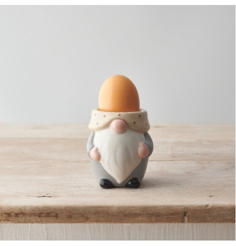 A stylish and unique ceramic egg cup with a charming gonk design. Beautifully detailed with a polka dot rim.