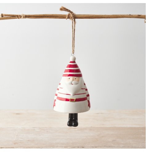 Get festive with this adorable striped Santa ornament. A must-have for any holiday decor. 